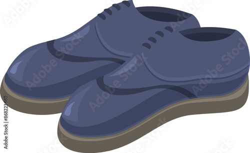 Pair of blue leather shoes, perfect for a businessman going to work or a special event