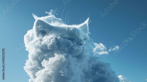 A cat made from a cloud against a blue sky