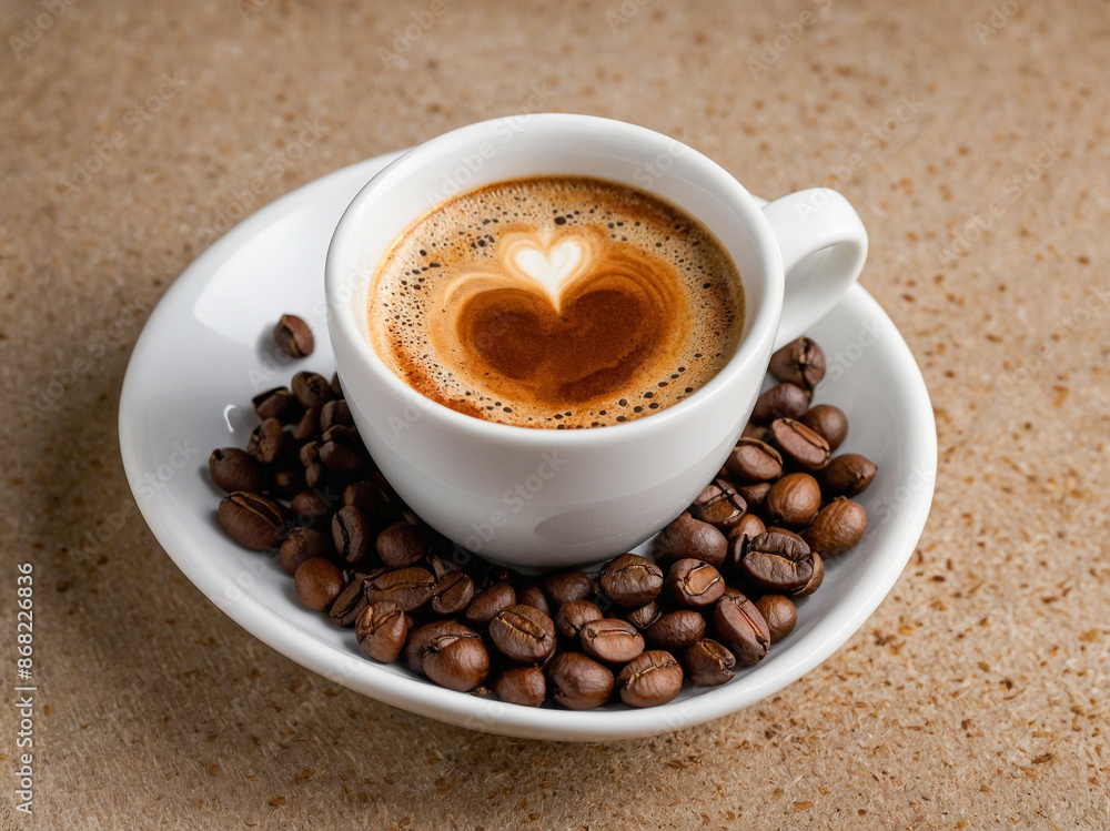 Fototapeta premium Espresso Inspiration: White Cup & Creative Coffee Art