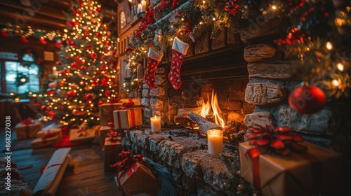 christmas tree with candles and decorations