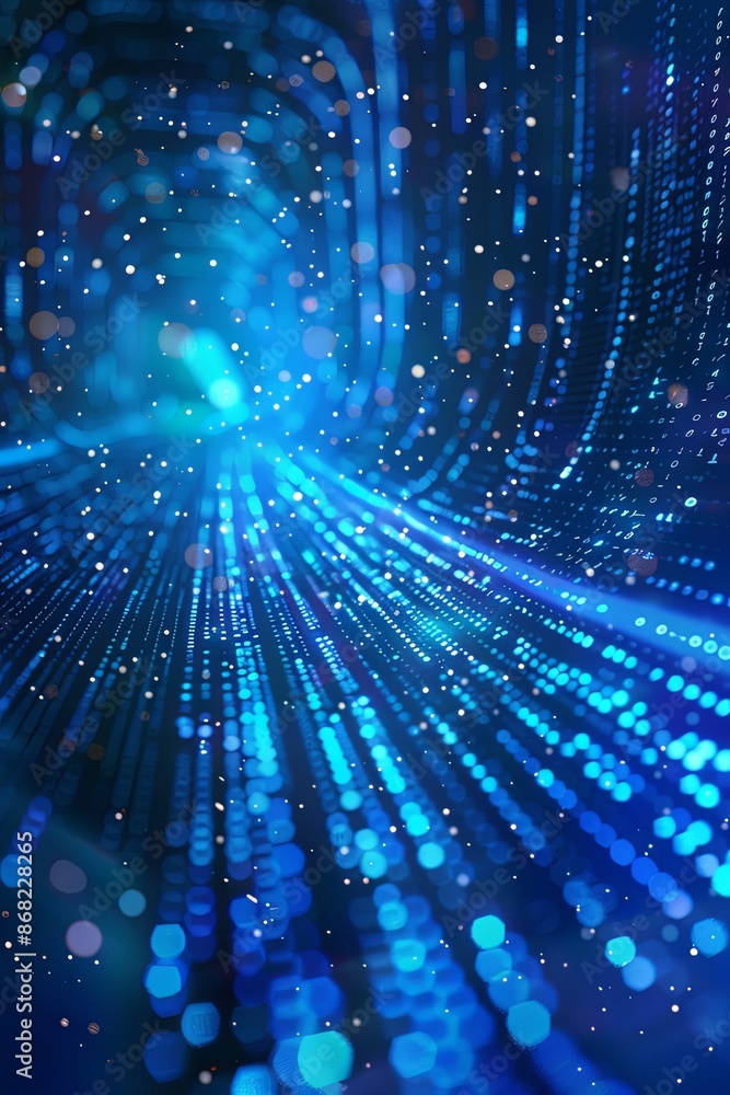 Abstract Background with Blue Data Stream. Digital information flow and Big Data concept. Abstract Background with Blue Data Stream. Digital information flow and Big Data concept.