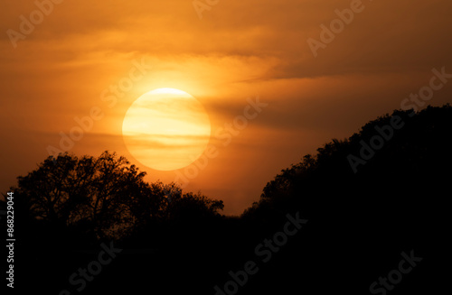 Beautiful sunset in the mountains with a silhouette