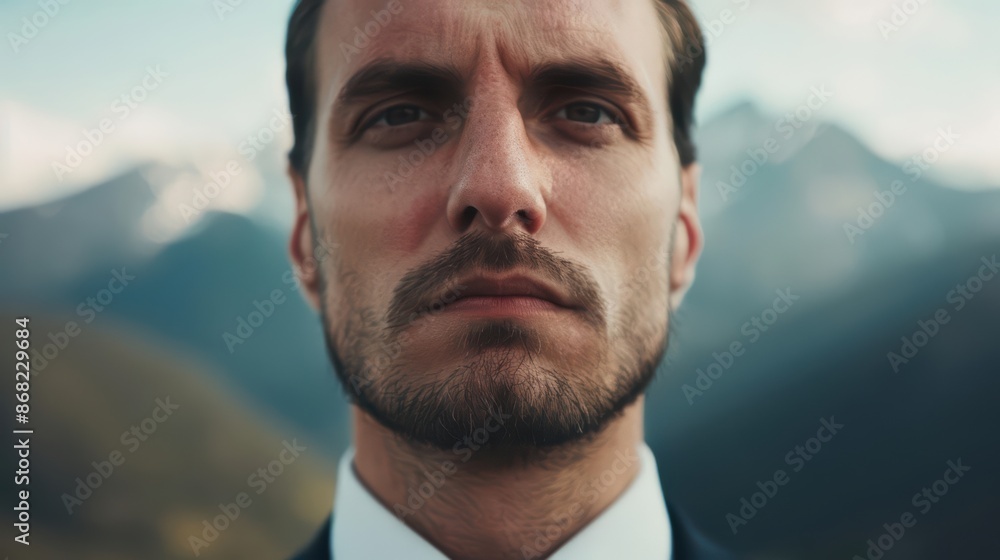 Hightech landscape showcasing an authoritative eagle in a suit directing a virtual team with copy space Hightech landscape showcasing an authoritative eagle in a suit directing a virtual team with copy space