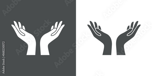 Logo con silueta de manos de mujer con la palma hacia arriba