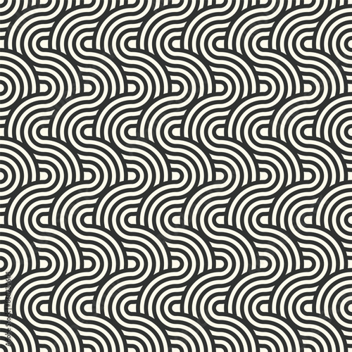 Seamless wave instant noodles pattern. Abstract geometric vector background for backdrop, wallpaper, fabric, interior design, craft and others, vector illustration, Asian culture, common geometric