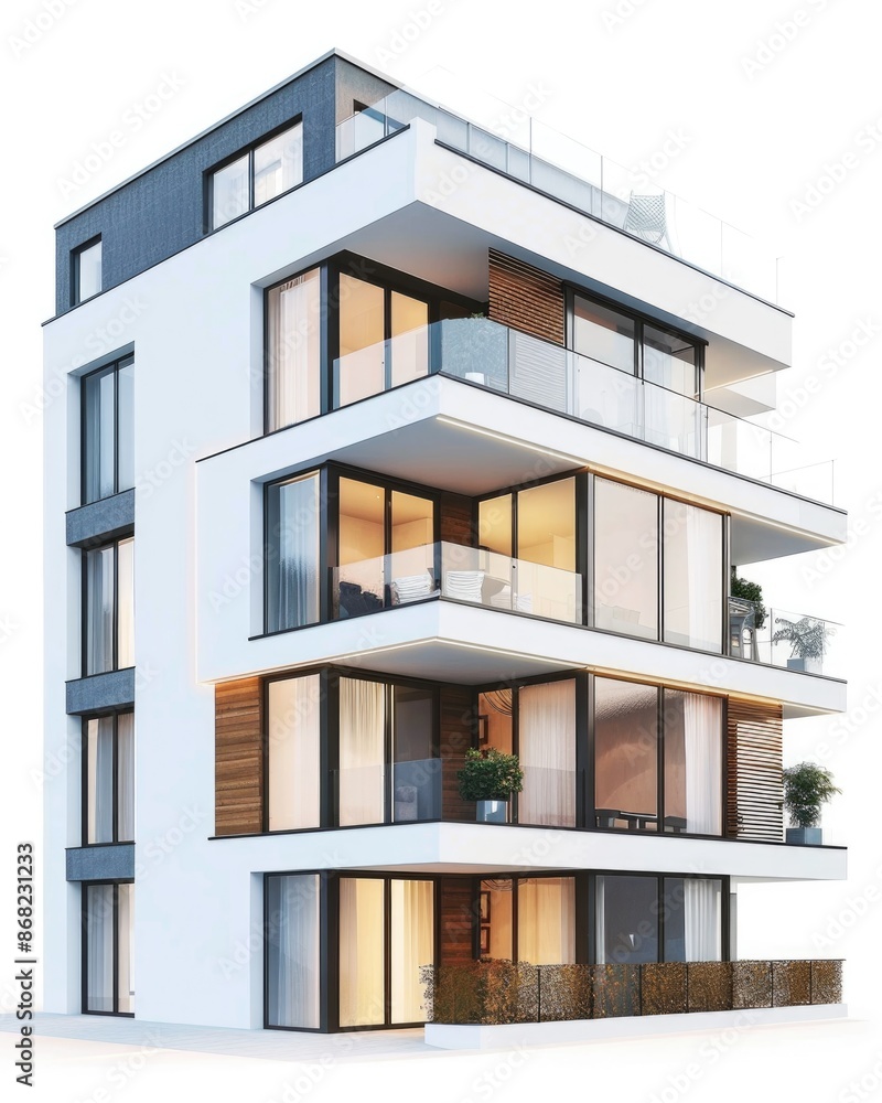 Building 3D. Modern Facades Architecture of a New Luxury Apartment Building 3D. Modern Facades Architecture of a New Luxury Apartment