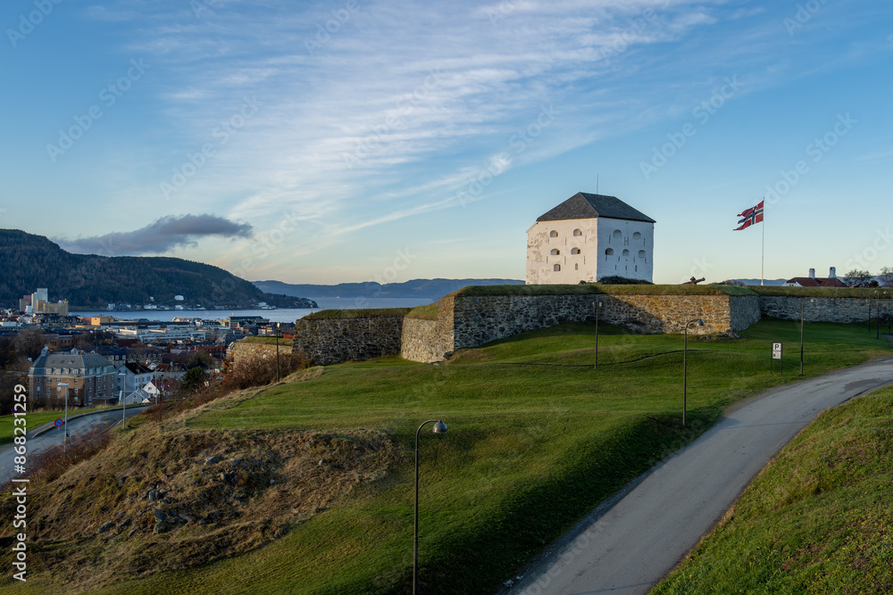 Kristiansten Fortress is located on a hill east of the city of Trondheim, Norway. Kristiansten Fortress is located on a hill east of the city of Trondheim, Norway.