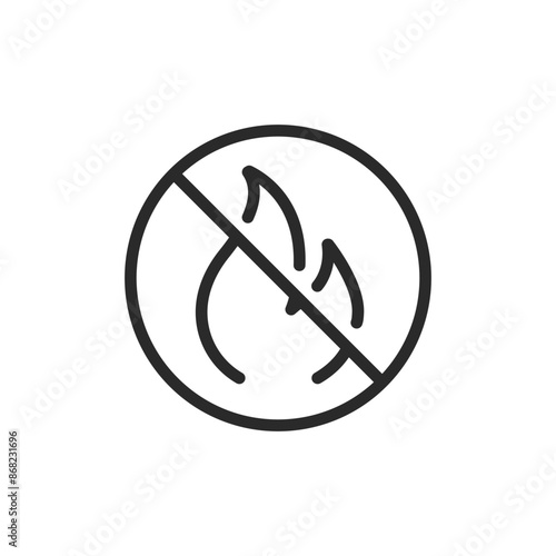 No fire sign, linear style icon. fire prohibition and safety regulation. Editable stroke width