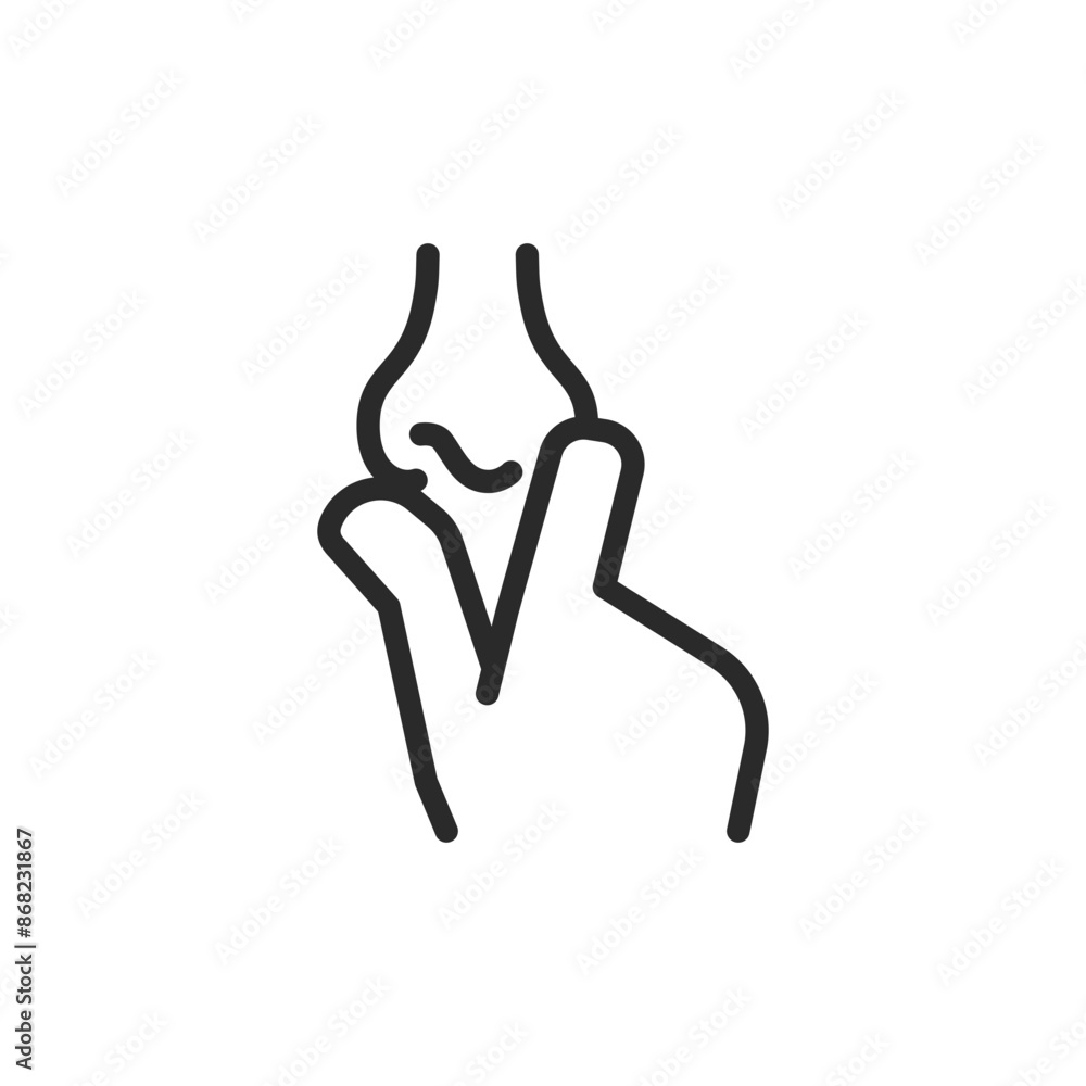 Bad smell, linear style icon. Hand covering nose. Do not breathe. Editable stroke width Bad smell, linear style icon. Hand covering nose. Do not breathe. Editable stroke width