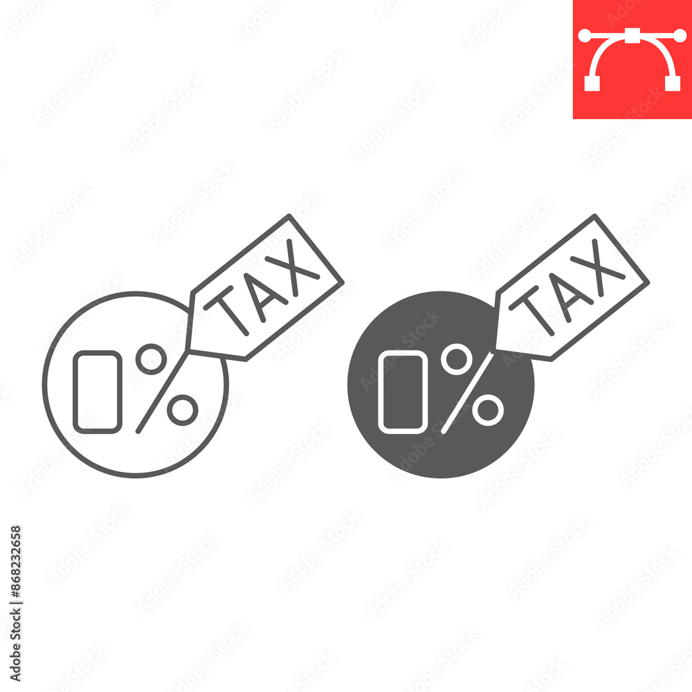 Tax free line and glyph icon, commission and percent, tax free vector icon, vector graphics, editable stroke outline sign, eps 10. Tax free line and glyph icon, commission and percent, tax free vector icon, vector graphics, editable stroke outline sign, eps 10.
