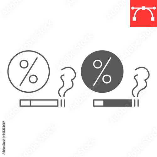 Excise tax line and glyph icon, taxation and business, cigarette tax vector icon, vector graphics, editable stroke outline sign, eps 10.
