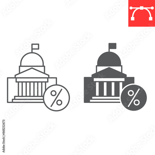 Federal income tax line and glyph icon, tax and finance, government vector icon, vector graphics, editable stroke outline sign, eps 10.