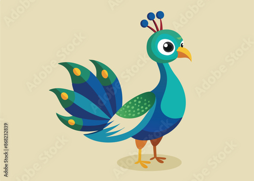 illustration of cute Peacock vector cartoon, kids painting book