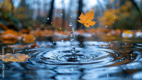 Autumn Leaf Droplet Splash