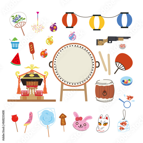 お祭りで使用する道具やイベント用品のアイコン