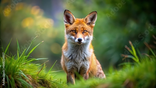 Sly and cunning fox in natural habitat, Fox, wildlife, animal, predator, beautiful, nature, fur, red, cunning, sly, cunning photo