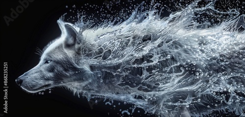 Wolf Emerging From Water In Artistic Splash