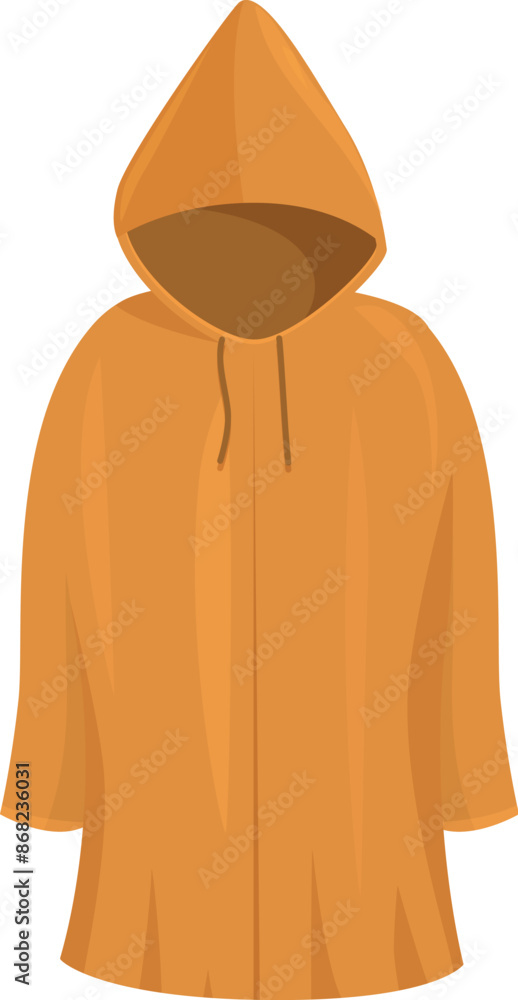Long yellow raincoat is protecting from the rain Long yellow raincoat is protecting from the rain