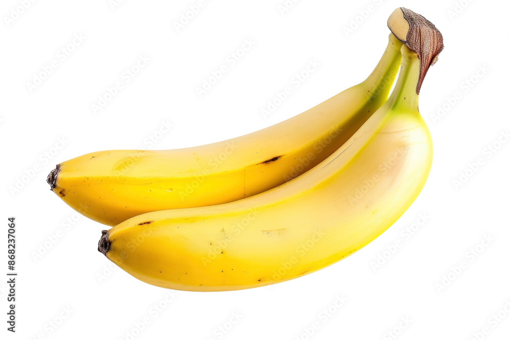 Two ripe yellow bananas on an isolated background. They are perfect for a healthy snack or a delicious dessert. Two ripe yellow bananas on an isolated background. They are perfect for a healthy snack or a delicious dessert.