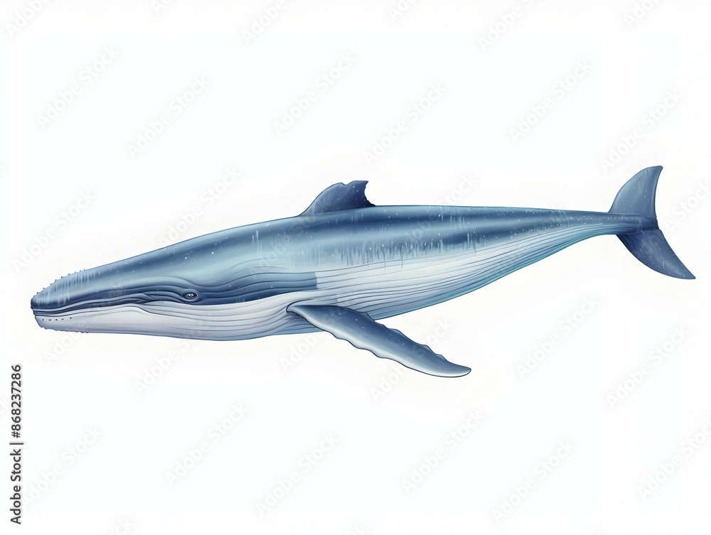 Fototapeta premium Blue Whale in white background, blue Whale isolated Raster object, 3D blue whale illustration