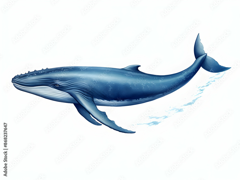 Blue Whale in white background, blue Whale isolated Raster object, 3D blue whale illustration Blue Whale in white background, blue Whale isolated Raster object, 3D blue whale illustration