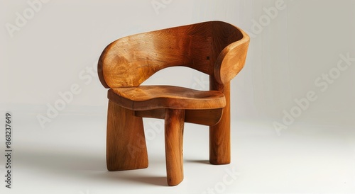 Carved Wooden Chair With Organic Shape