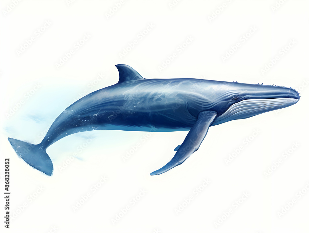 Blue Whale in white background, blue Whale isolated Raster object, 3D blue whale illustration Blue Whale in white background, blue Whale isolated Raster object, 3D blue whale illustration