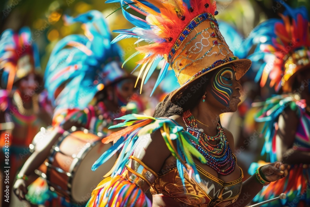 Colorful Caribbean Carnival with Samba Dancers and Steel Drum Bands Colorful Caribbean Carnival with Samba Dancers and Steel Drum Bands