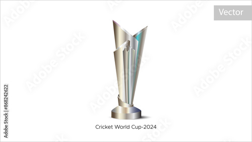Abstract vector illustration of cricket world cup 2024 trophy awards for champions winner.