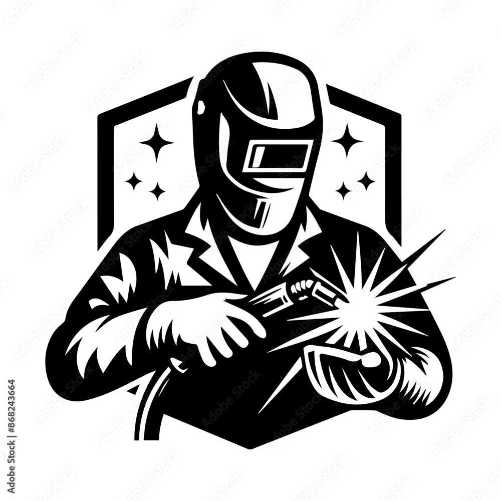 Welding man logo design, welding man vector illustration Welding man logo design, welding man vector illustration
