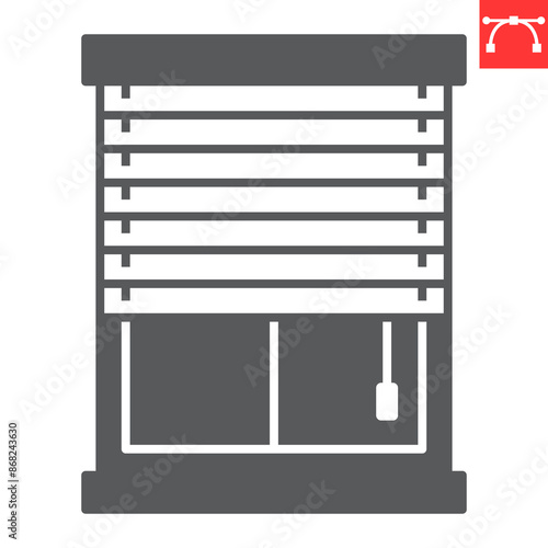 Jalousie glyph icon, interior and home decor, window blind vector icon, vector graphics, editable stroke solid sign, eps 10.