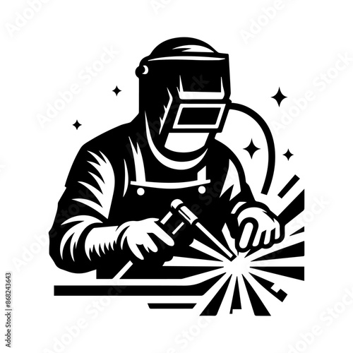 Welding man logo design, welding man vector illustration