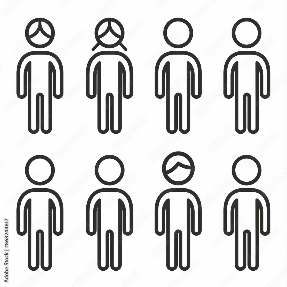 Vector illustration of people icons in line work, depicting group and team concepts. Vector illustration of people icons in line work, depicting group and team concepts.