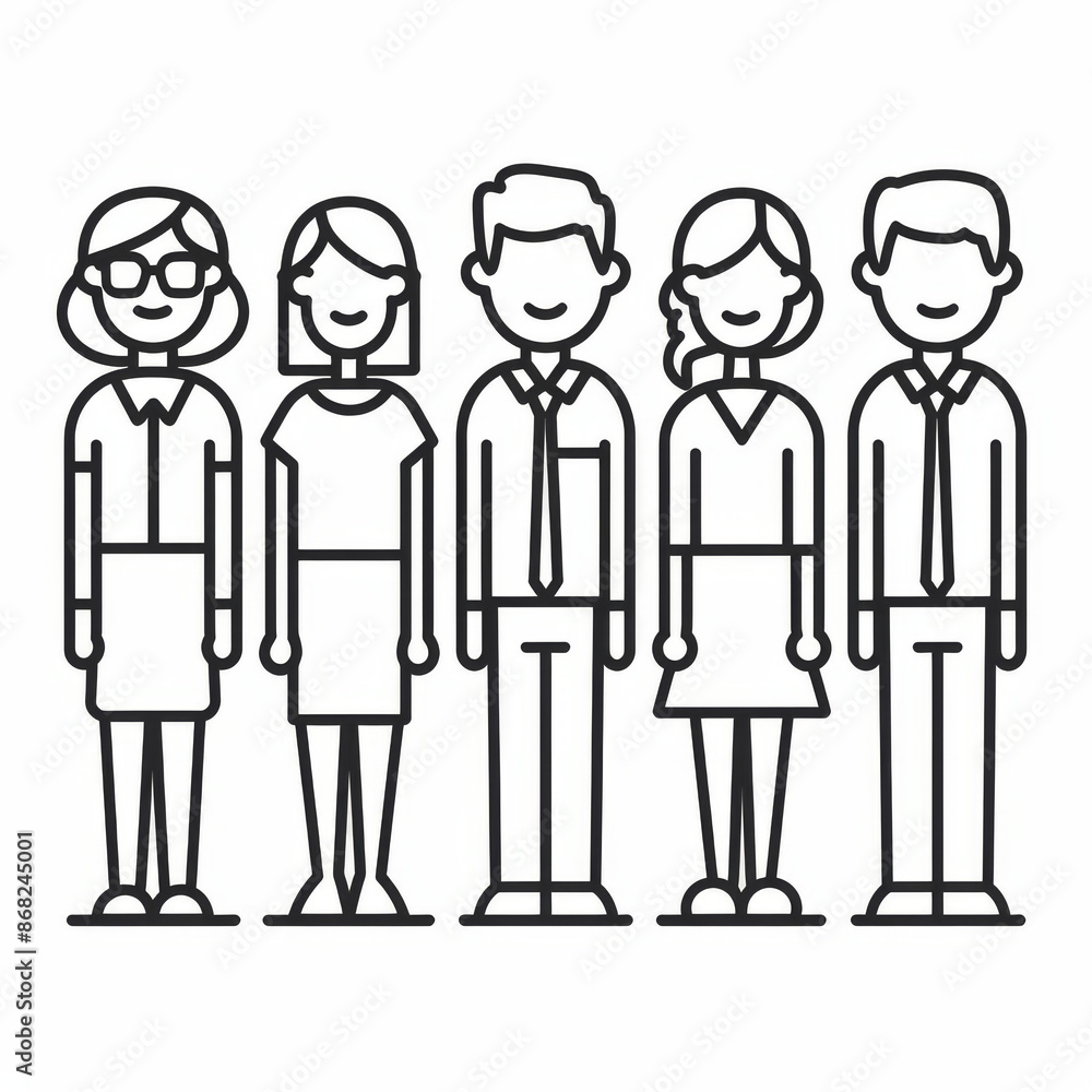 Vector illustration of people icons in line work, depicting group and team concepts. Vector illustration of people icons in line work, depicting group and team concepts.