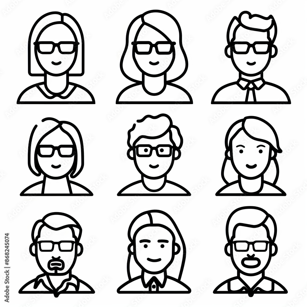 Vector illustration of people icons in line work, depicting group and team concepts. Vector illustration of people icons in line work, depicting group and team concepts.