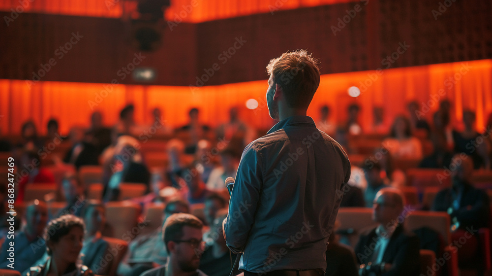 A tech conference keynote speaker. A tech conference keynote speaker.