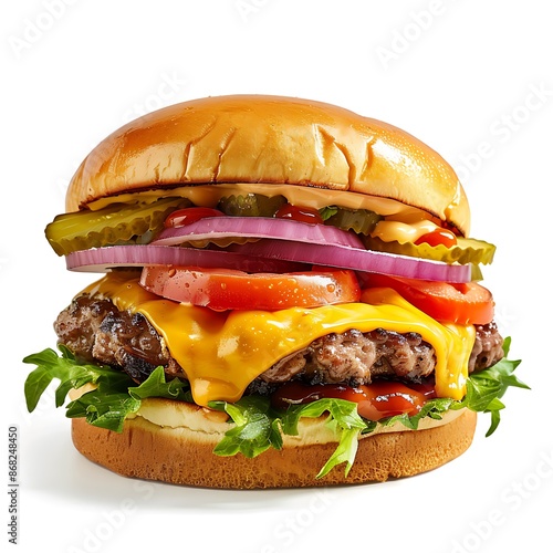Obraz na płótnie burger on white background w salonie