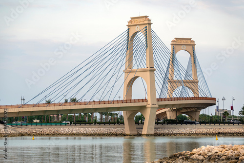 Gewan bridge in the entrance of pearl qatar residential area photo