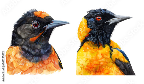 Oriole, watercolor clipart illustration with isolated background. photo