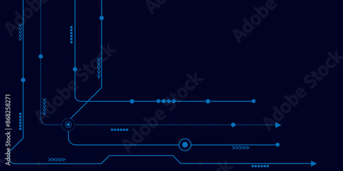 Wallpaper Mural Vectors High-tech connection system on a blue background. Technology digital circuit board background. Technology black circuit diagram. Torontodigital.ca
