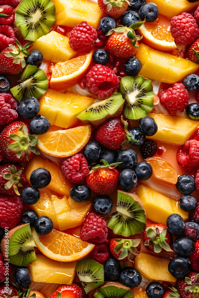 Obraz premium Top View of texture of freshly baked fruit tart texture