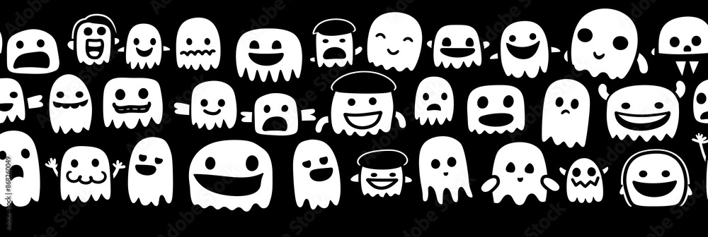 Obraz premium Hintergrund mit Geistern und Gespenstern für Halloween, made by AI