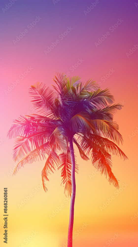 Obraz premium Tropical sunset with palm trees