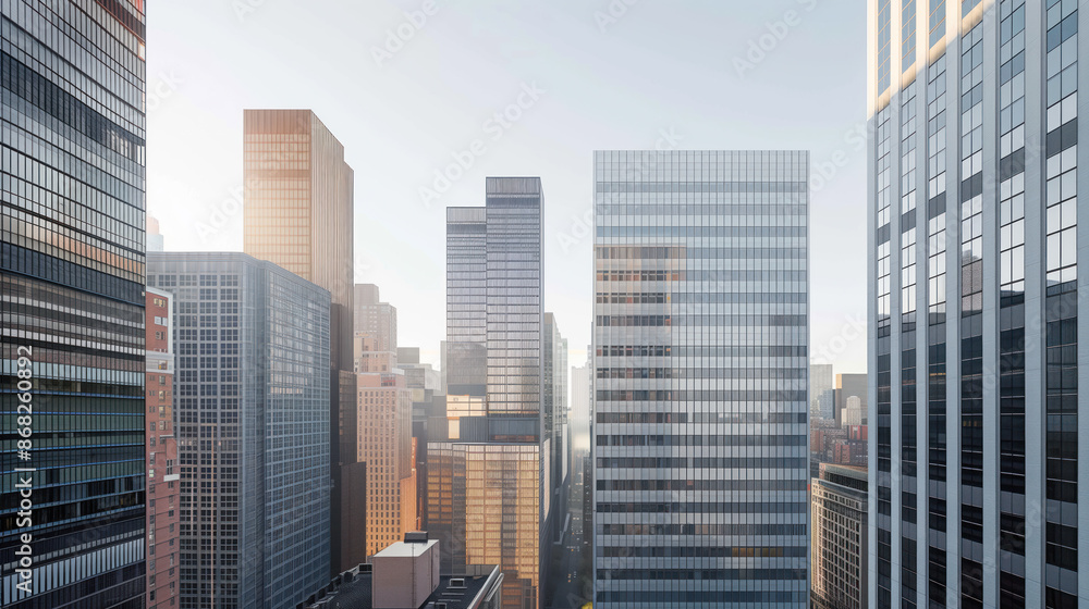 Fototapeta premium Skyscrapers in a big city financial district. Background image. Created with Generative AI technology.