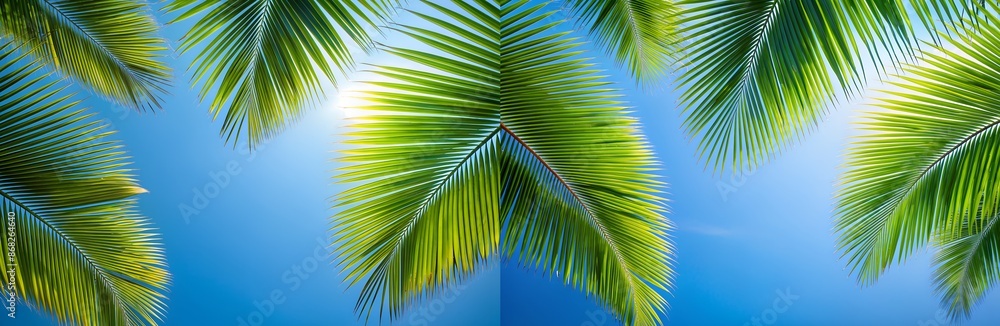 green tropical leaves on the sides of the background. the middle of the sheet is free for labels or product presentation on the background