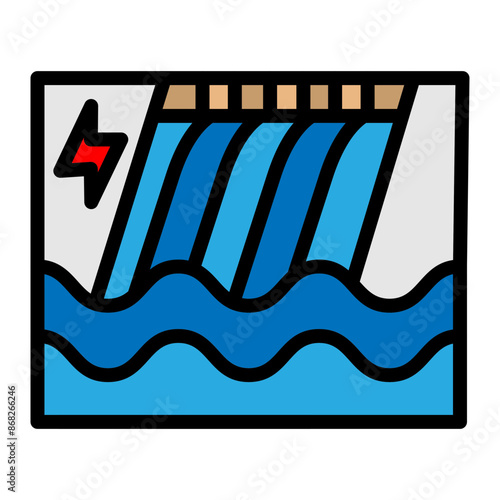 Hydropower Dam Vector Filled Icon Design