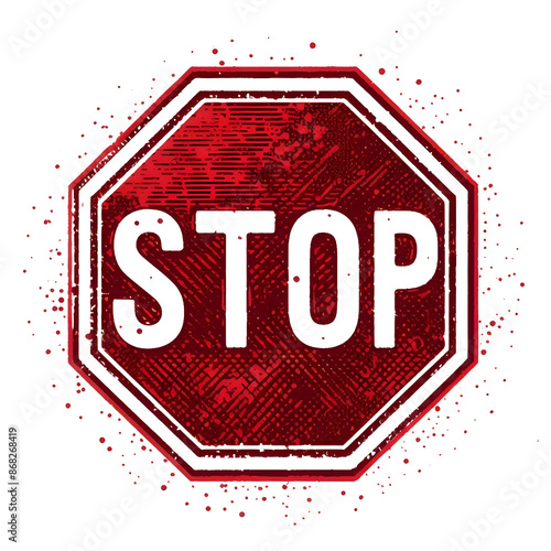 Illustration of a red octagonal stop sign isolated on a White background