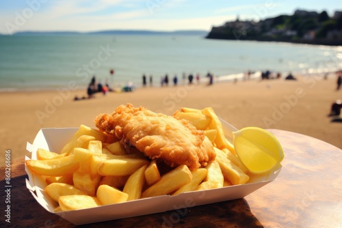 Wallpaper Mural Classic British fish and chips on a seaside promenade in a quaint village. Torontodigital.ca