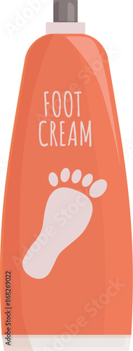 Orange tube with foot cream is standing on white background