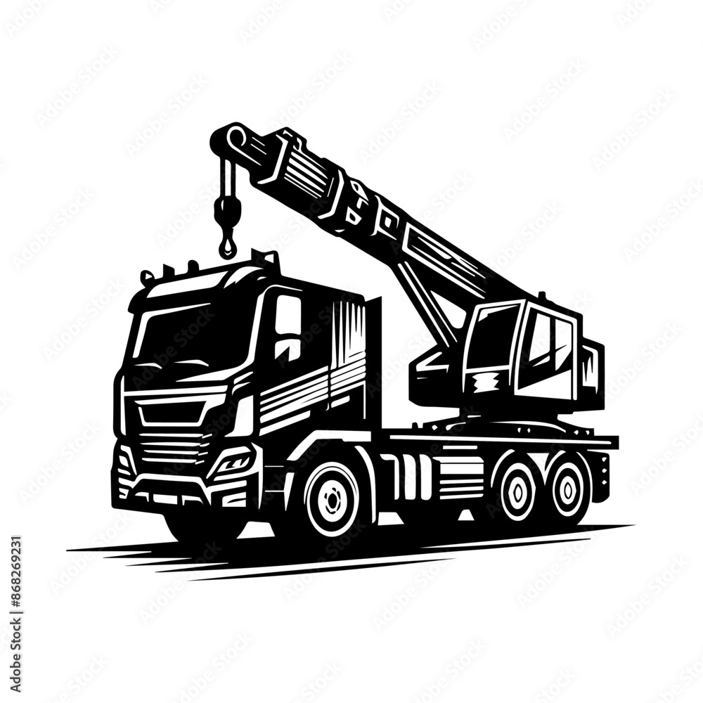 Naklejka premium mobile crane logo design for construction